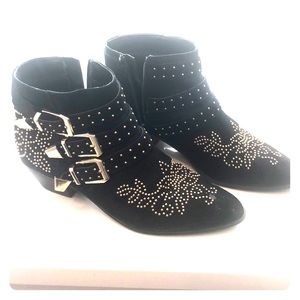 Black ankle boots with buckles